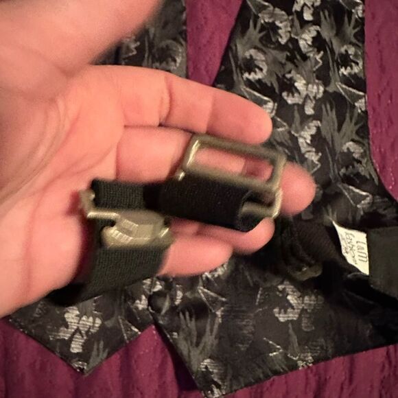 Tux vest black and gray vest - small- adjustable at waist & neck - Picture 3 of 4